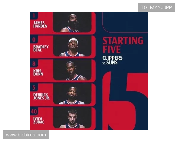 快船首发阵容调整哈登邓恩小琼斯巴图姆祖巴茨迎战缺席的小卡比尔